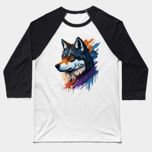 Wolf Portrait Baseball T-Shirt